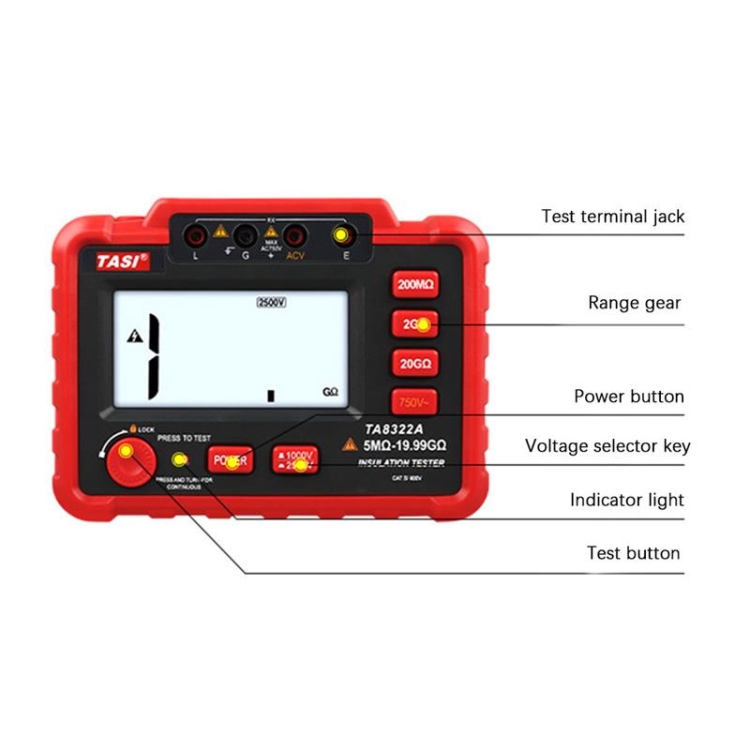 ANENG MH13 Testeur de résistance d'isolement de compteur électronique  numérique haute tension (rouge)