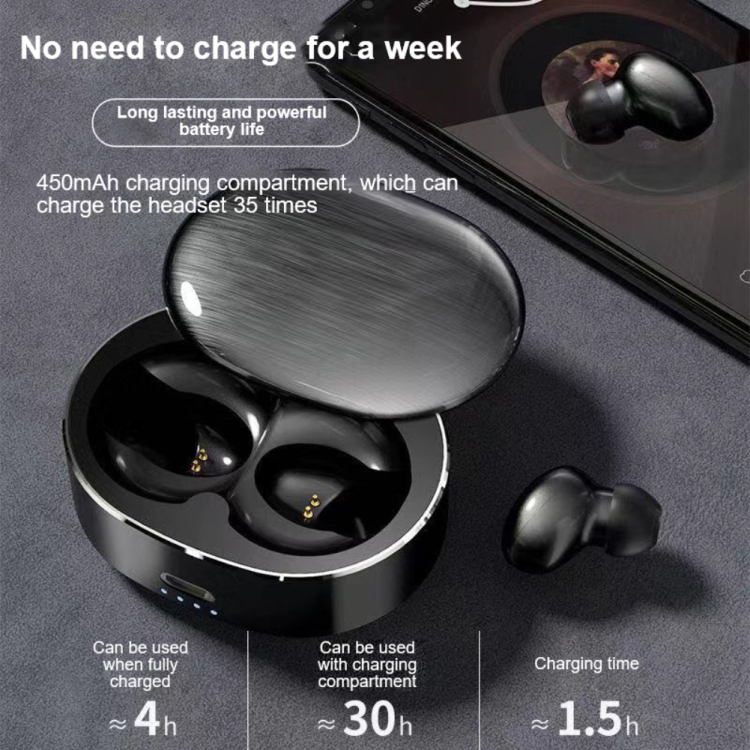 AIRS Mini In-Ear Bluetooth Earphones With Rotating Charging Box(Black) - B6