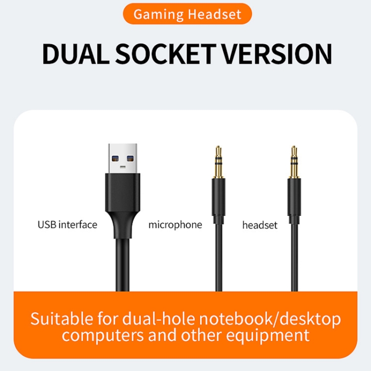 PANTSAN PSH-100 USB Wired Gaming Earphone Headset with Microphone, Colour: 3.5mm Orange - B2