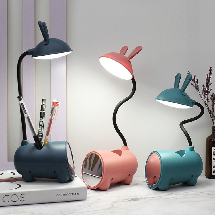 FY003T Small Rabbit USB Charging Desk Lamp with Pen Holder(Dark Blue) - B6