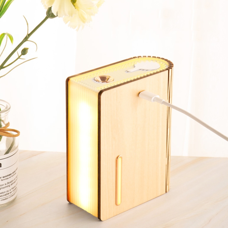 EH1 USB Power Wood-grain Desktop Book Shape Lamp with Humidifier(White Maple) - B5
