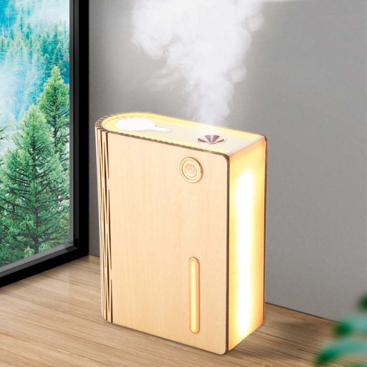 EH1 USB Power Wood-grain Desktop Book Shape Lamp with Humidifier(White Maple) - B6