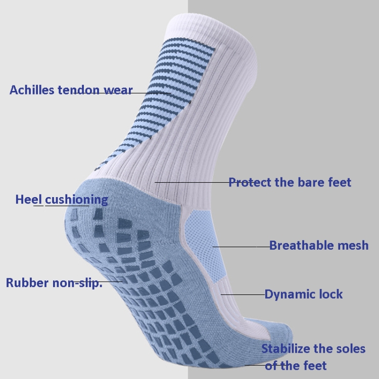 Adult Thick Towel Football Socks Non-Slip Wear-Resistant Tube Socks, Size: Free Size(Colorful Blue) - B4