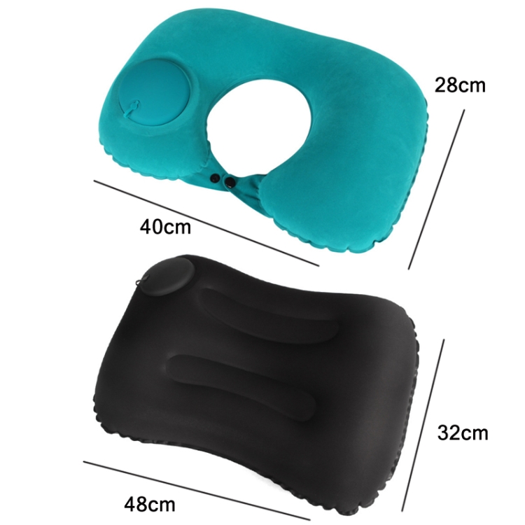 Travel Inflatable Press U-Shaped Neck Guard Pillow, Colour: Flocked U009-05（Dark Blue） - B1