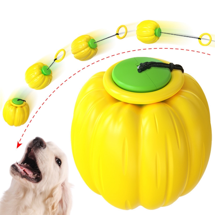 NG-01 Dog Molars Resistant To Bite Ball Pumpkin Hand Throwing Force Toy Ball(Yellow) - 1