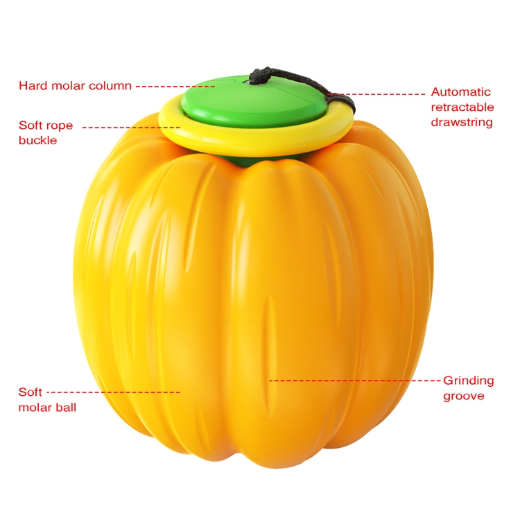 NG-01 Dog Molars Resistant To Bite Ball Pumpkin Hand Throwing Force Toy Ball(Yellow) - B2