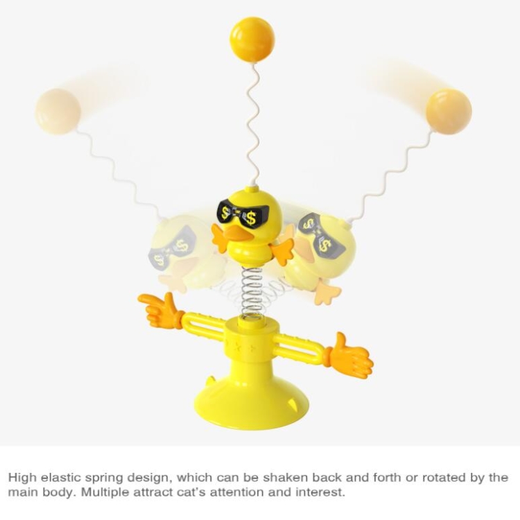 THN-06 Suction Cup Windmill Turntable Funny Cat Rod Spring Cat Toys(Yellow) - B5