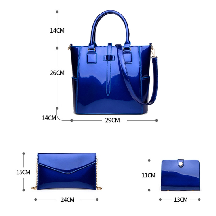 B009 3 in 1 Fashion Patent Leather Messenger Handbags Large-Capacity Bags(Purple) - B2