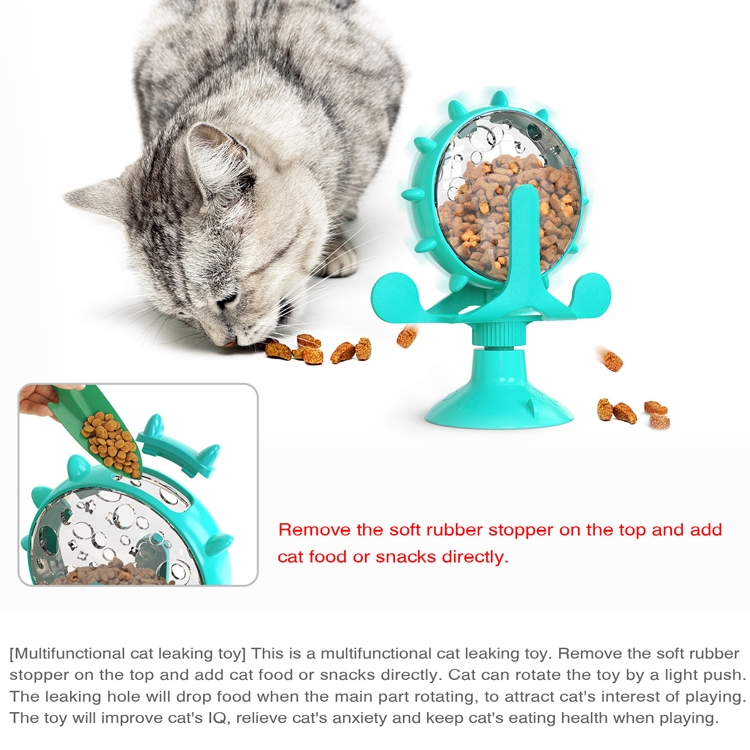 ZQL-01 Dog Toys Funny Cat Slow Food Leakage Windmill Turntable(Lake Blue) - B4