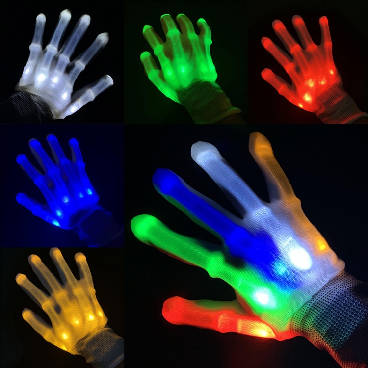 1 paia di ossa della mano Guanti luminosi a LED, dimensioni: XL (colorato)