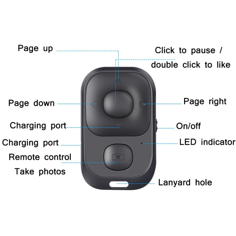 CDY001 Multifunctional USB Rechargeable Bluetooth Selfie Remote Control(Black) CDY001 Multifunctional USB Rechargeable Bluetooth Selfie Remote Control(Black)
