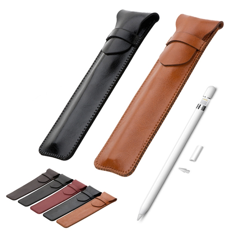 Caja protectora con capacidad de lápiz con capacitación en línea de 2 piezas para lápiz de manzana, estilo: con tapa (cuero genuino marrón) - B3