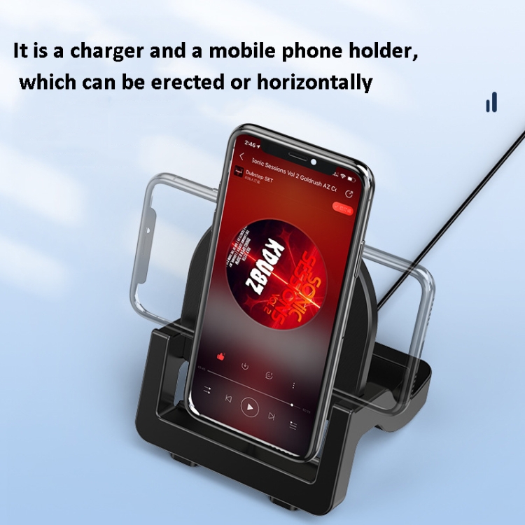 KH-18 15W Vertical Wireless Fast Charger with Phone Holder(Black)