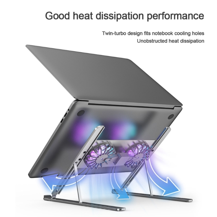 BONERUY P11F Notebook Cooling Bracket Fan Aluminum Alloy Radiator, Colour: Silver - B4