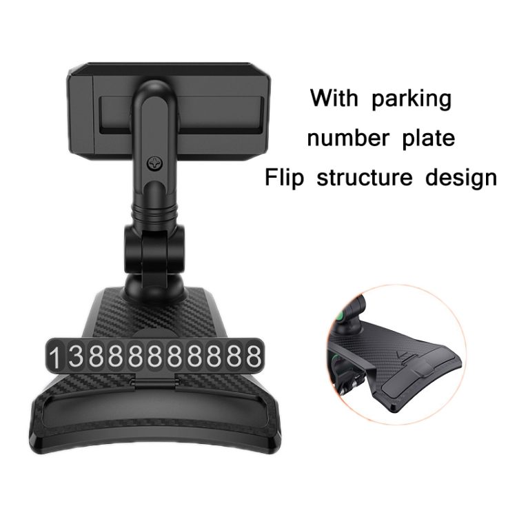 YF011 Car Central Control Instrument Panel Mobile Phone Bracket With Number Plate(Black Gray) YF011 Car Central Control Instrument Panel Mobile Phone Bracket With Number Plate(Black Gray)
