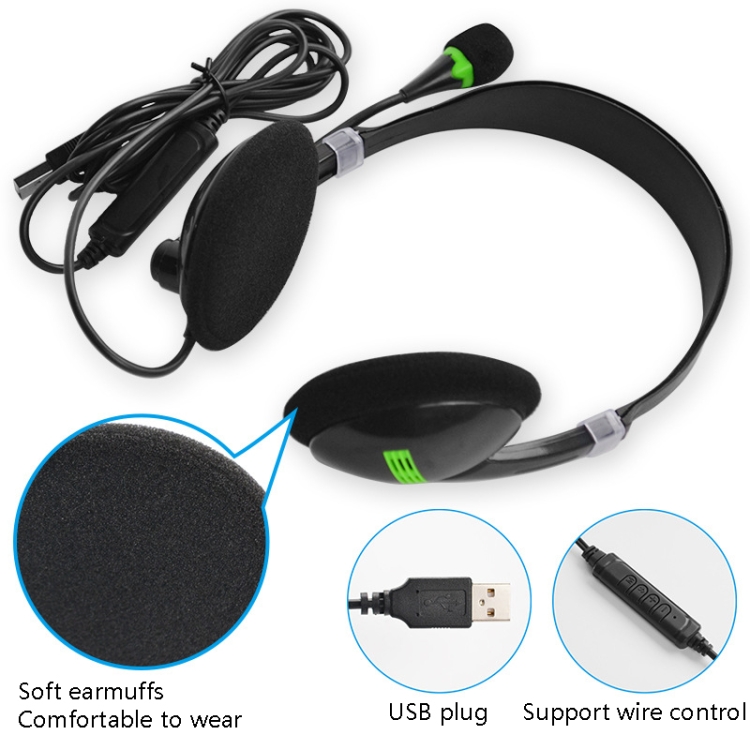 USB440 UNIVERSAL USB Cable de cable Cabeza portátil Electricity Music Heab auricephones (metal desnudo negro) - B3