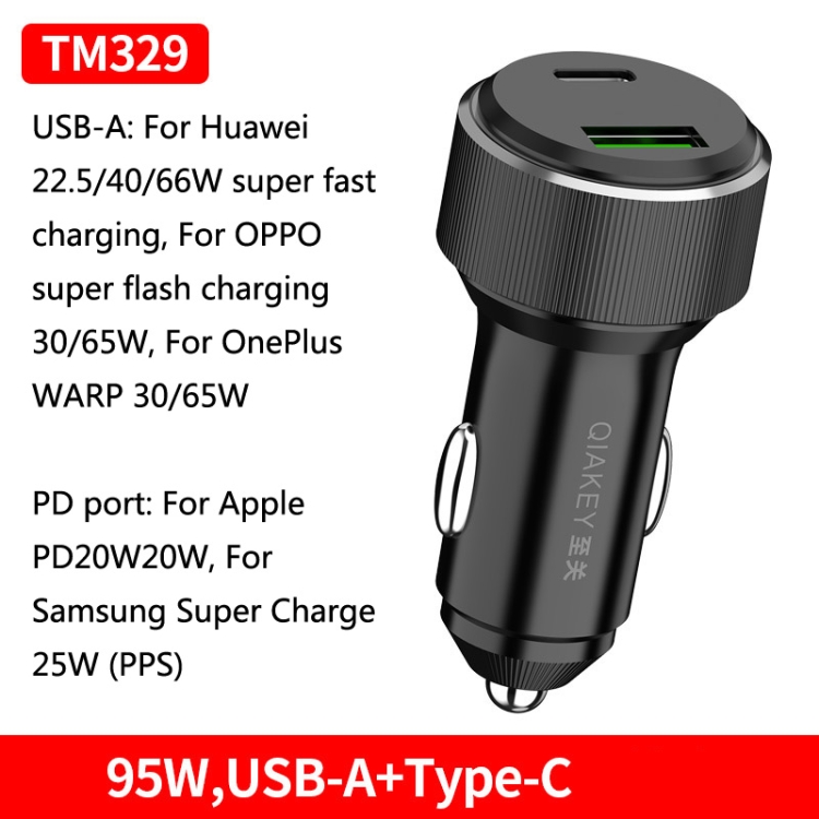 QIAKEY TM329 Dual Port Fast Charge Car Charger QIAKEY TM329 Dual Port Fast Charge Car Charger