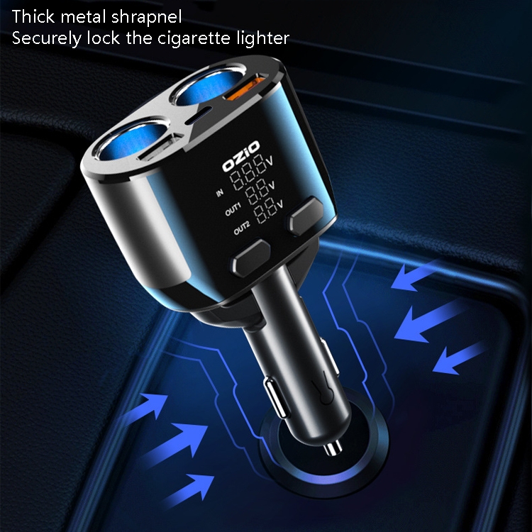 Ozio Car Charger Cigarette Lighter Conversion Plug USB Fast Flashing Charger, Model: CL48 PD Blue