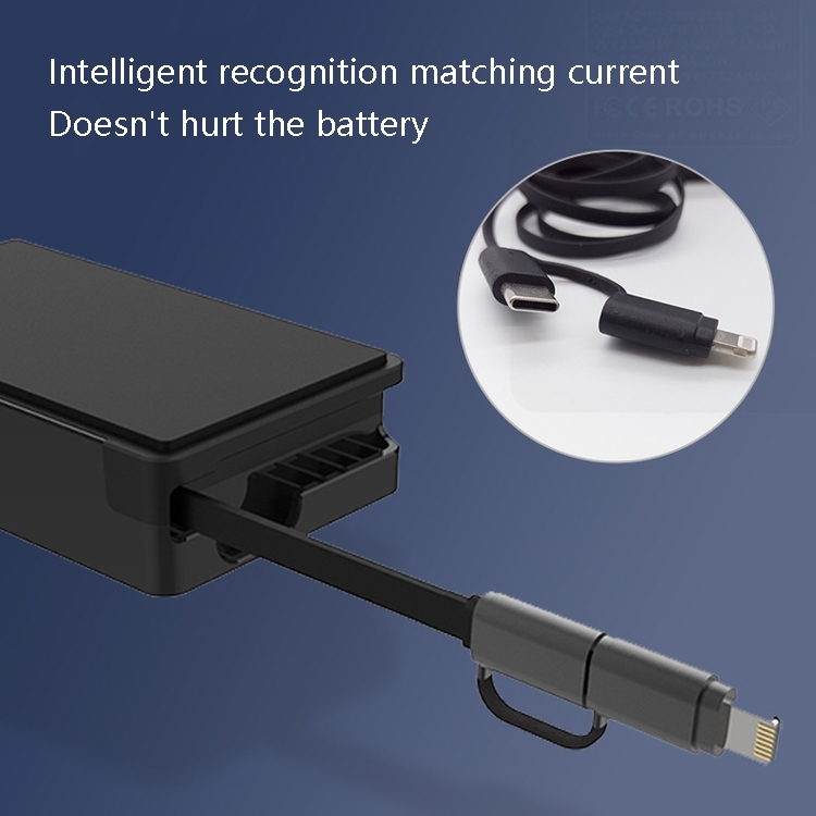 KP-A30 PD 30W Type-C / 8 Pin 2 In 1 Telescopic Cable Charger(US Plug) KP-A30 PD 30W Type-C / 8 Pin 2 In 1 Telescopic Cable Charger(US Plug)