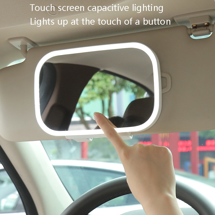 Miroir de maquillage Visor de voiture avec lumière LED (rose)
