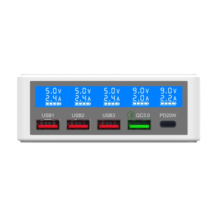 618 QC3.0 + PD20W + 3 x USB Ports Charger with Smart LCD Display, US Plug (Black) 618 QC3.0 + PD20W + 3 x USB Ports Charger with Smart LCD Display, US Plug (Black)