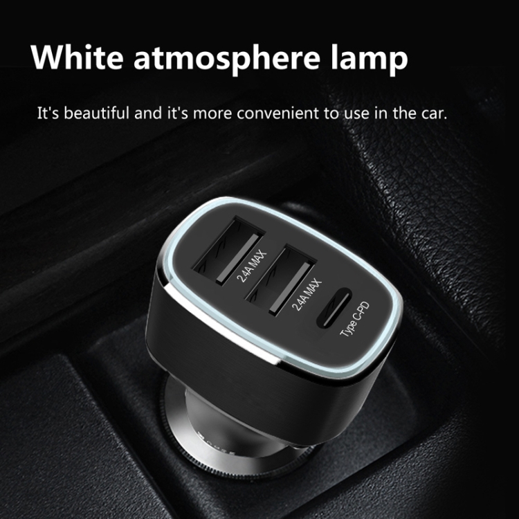 QIAKEY GT690C Dual USB + USB-C / Type-C Aluminum Alloy Three-Hole Car Charger(Gray) QIAKEY GT690C Dual USB + USB-C / Type-C Aluminum Alloy Three-Hole Car Charger(Gray)