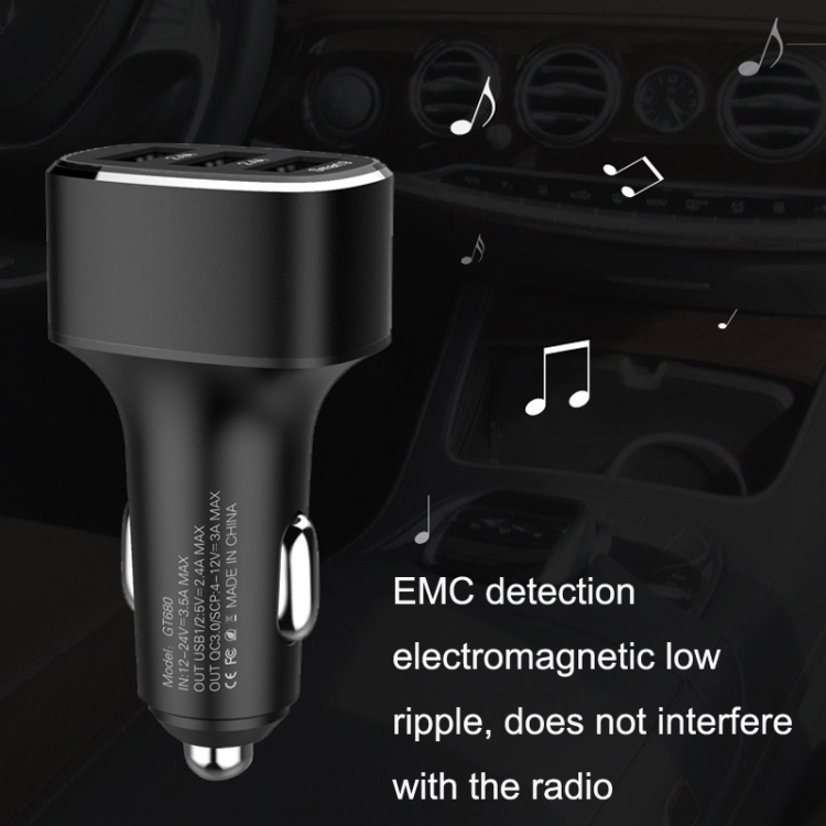 QIAKEY GT690C Dual USB + USB-C / Type-C Aluminum Alloy Three-Hole Car Charger(Gray) QIAKEY GT690C Dual USB + USB-C / Type-C Aluminum Alloy Three-Hole Car Charger(Gray)