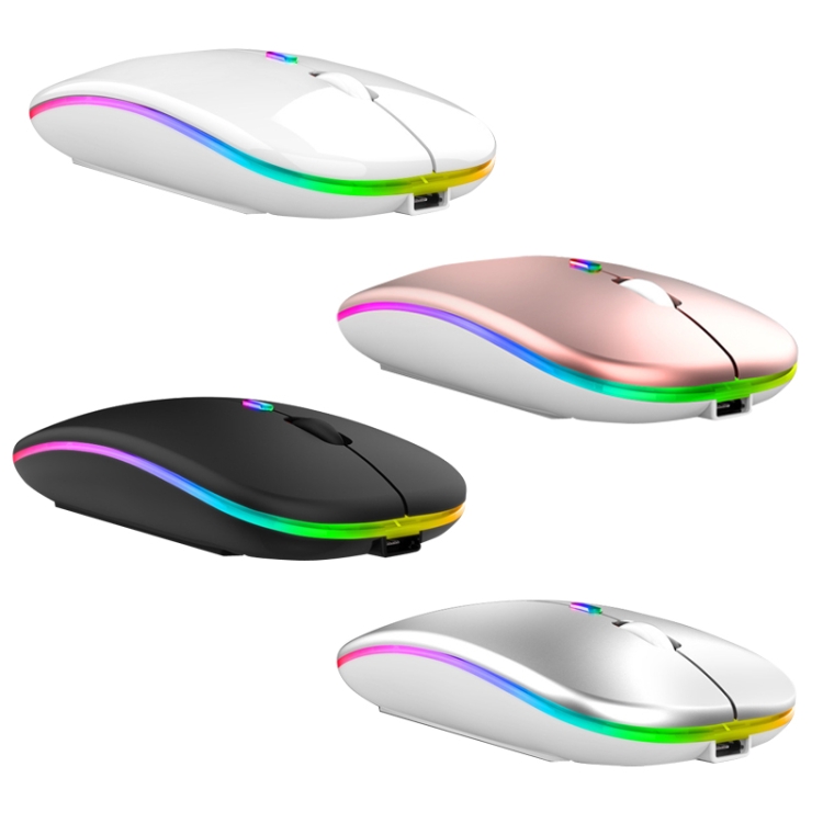C7002 2400DPI 4 llaves Colorido Mouse inalámbrico luminoso, Color: Dual Modos de oro rosa - B1