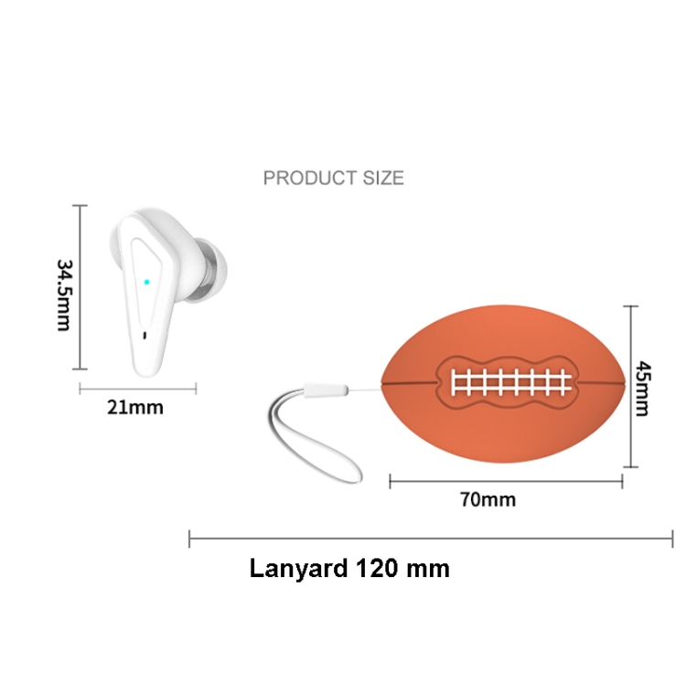 JYP-LR18 TWS Bluetooth 5.0 Rugby Shape Semi-In-Ear Game Earphone(Yellow) - B1