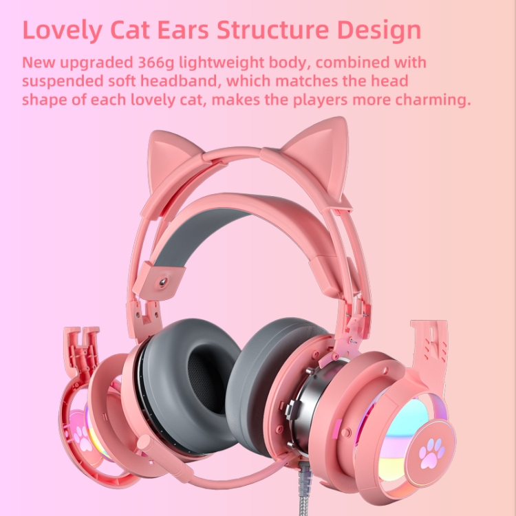 Soyto SY-G25 Cat Ear Glowing Gaming Computer Headset, Cable Length: 2m(Pink) - B5