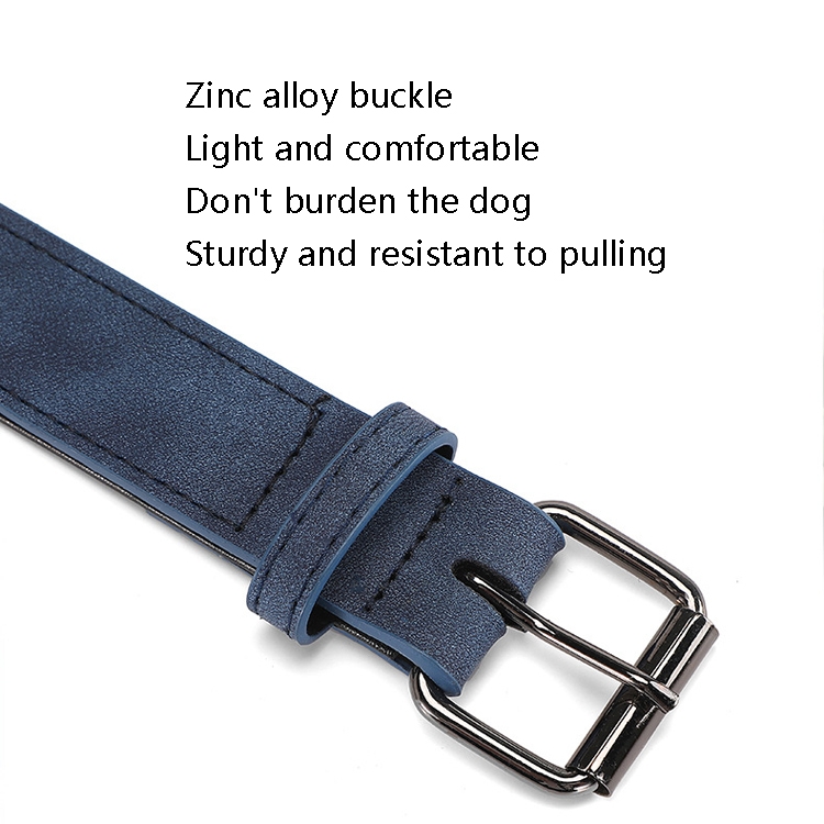 JINMAOHOU Dogs Double-Layer Leather Collar XS 34x1.7cm Blue - a Durable, Stylish and Comfortable Accessory for Small Dogs and Puppies