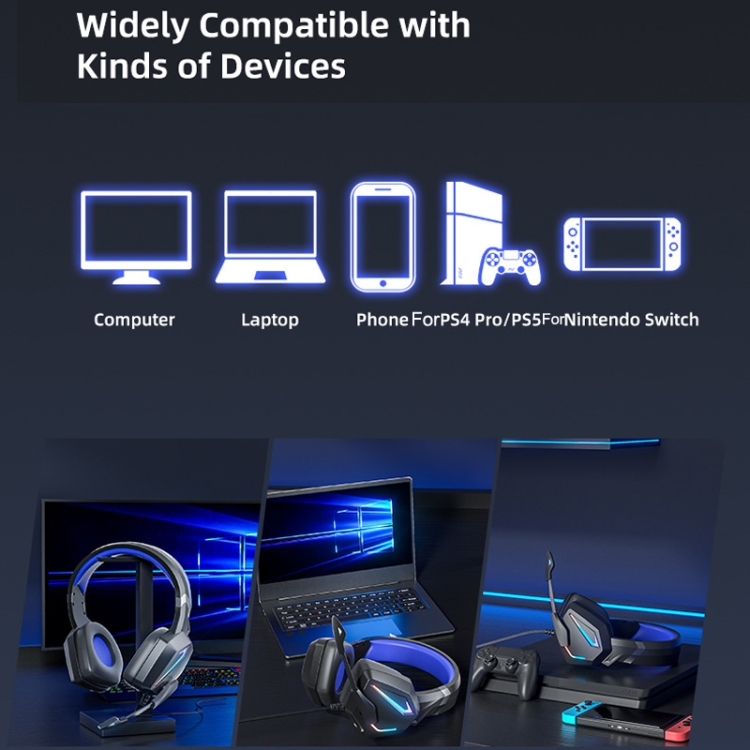 Soyto Sy-G20 RGB Dual Streamer Gaming Putport Auriculares, Estilo: Versión no luminosa (azul negro) - B6