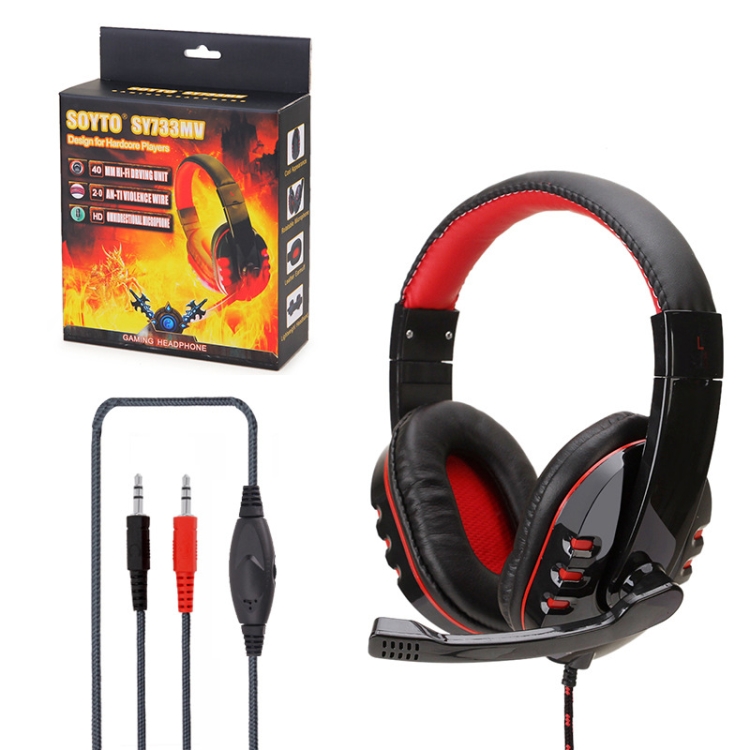 Soyto SY733MV Gaming Computer Headset For PC (Black Red) - B3