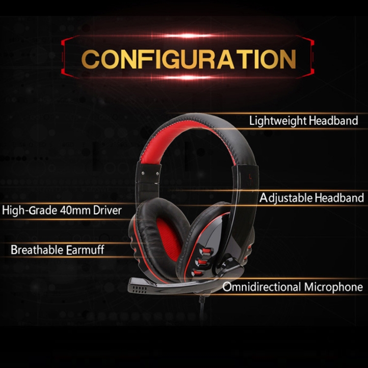 Soyto SY733MV Gaming Computer Headset For PC (Black Red) - B4