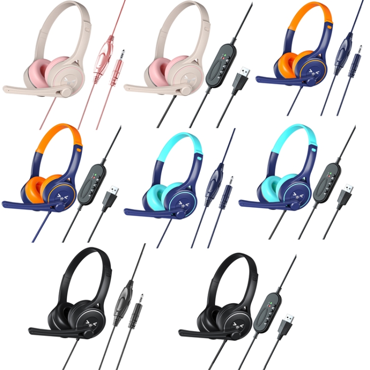 Soyto SY-G30 Online Class Computer Headset, Plug: 3.5mm (Gray Pink) - B1