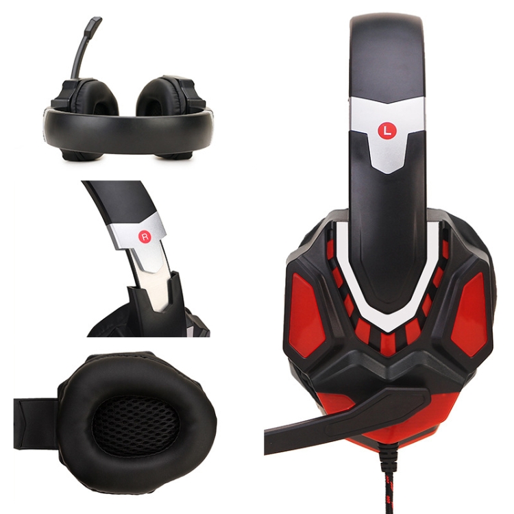 Auriculares de computadora de juego de soyto g10 para PS4 (rojo negro) - B2
