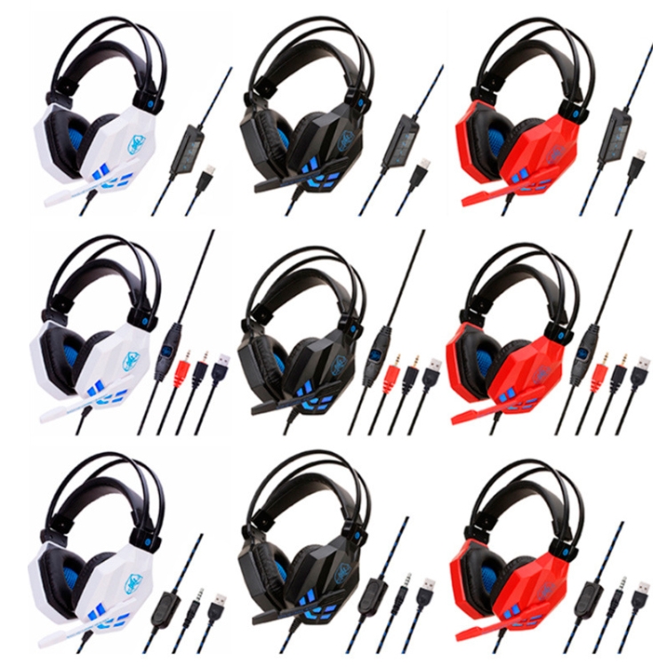 SOYTO SY850MV Auriculares de computadora de juego luminosa para PS4 (azul rojo) - B1