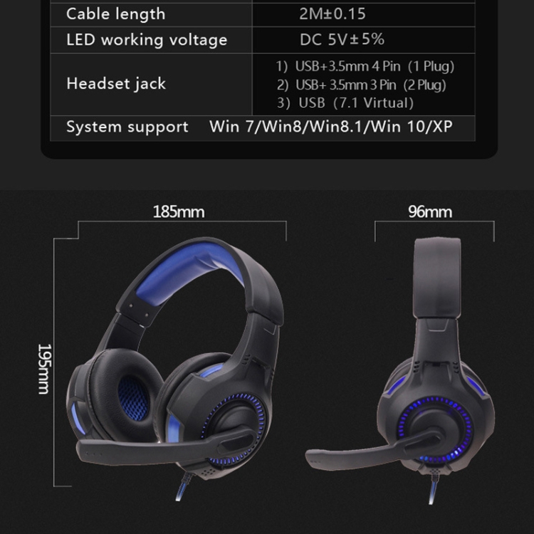 SOYTO SY885MV Auriculares de computadora de juego luminosa para PS4 (azul negro) - B6