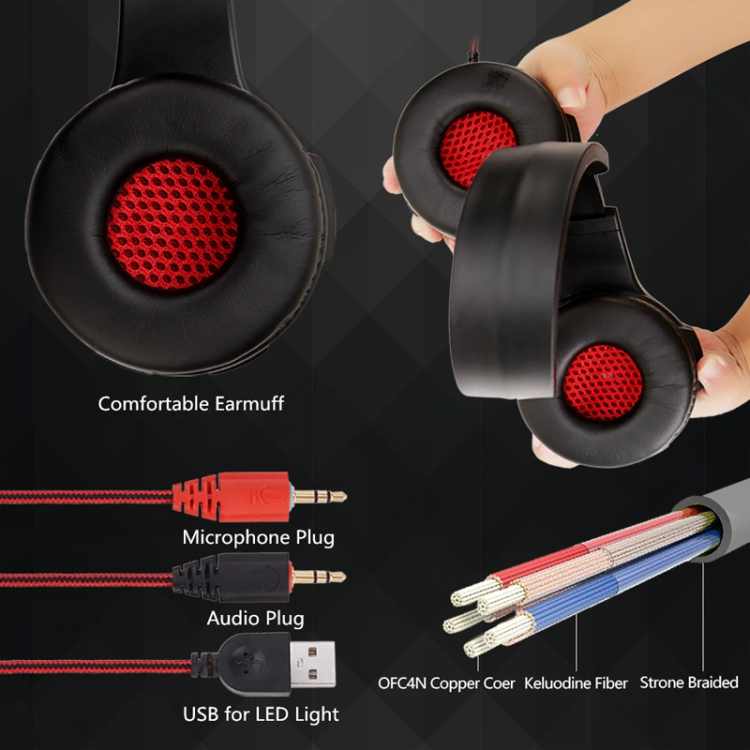 SOYTO SY885MV Auriculares de computadora de juego luminosa para PS4 (rojo negro) - B5