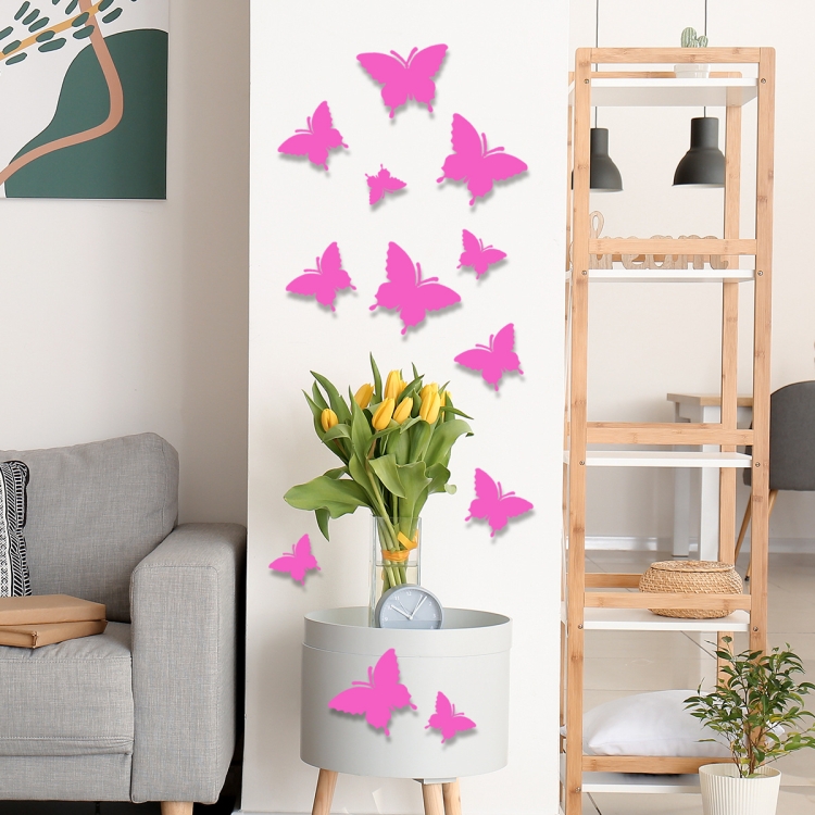 2 Sets YG005 3D Stereo Butterfly Luminous Wall Sticker( Pink ) - 1