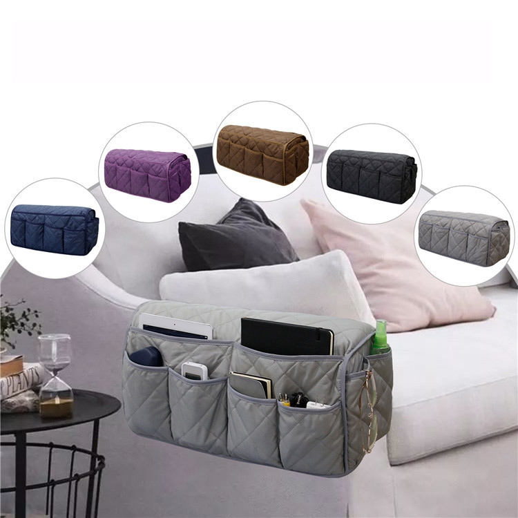 Waterproof Pongee Sofa Armrest Side Storage Bag(Purple) - B1