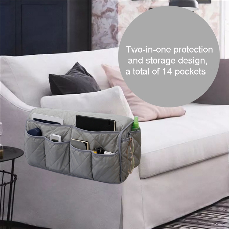 Waterproof Pongee Sofa Armrest Side Storage Bag(Purple) - B4