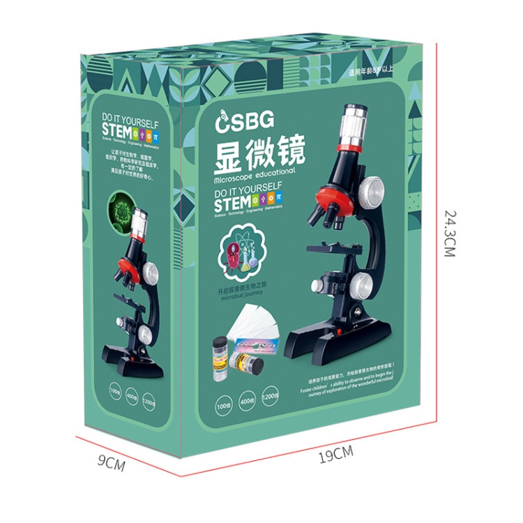 HD 1200 Times Microscope Children Educational Toys(Black) - B3
