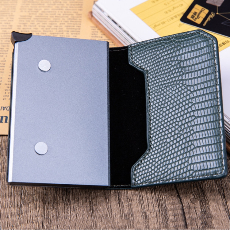 Lizard Pattern RFID Anti-Theft Card Holder With Tracker Hole For Airtag(Green) - 1
