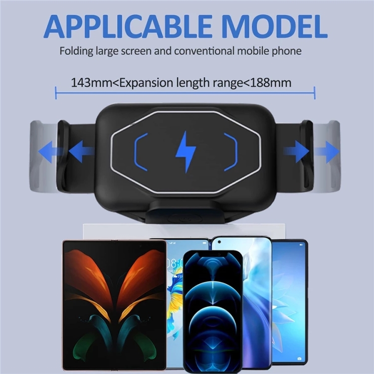 S15 15W QI Magnetic Car Wireless Charging Holder For Folding Screen Phone(Black) - B4