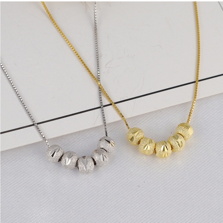 2 PCS Frosted Transfer Bead Clavicle Chain Necklace(Platinum) - B1
