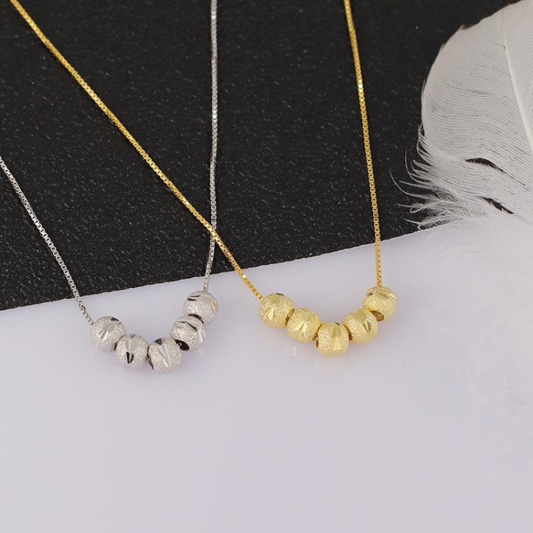 2 PCS Frosted Transfer Bead Clavicle Chain Necklace(Platinum) - B2