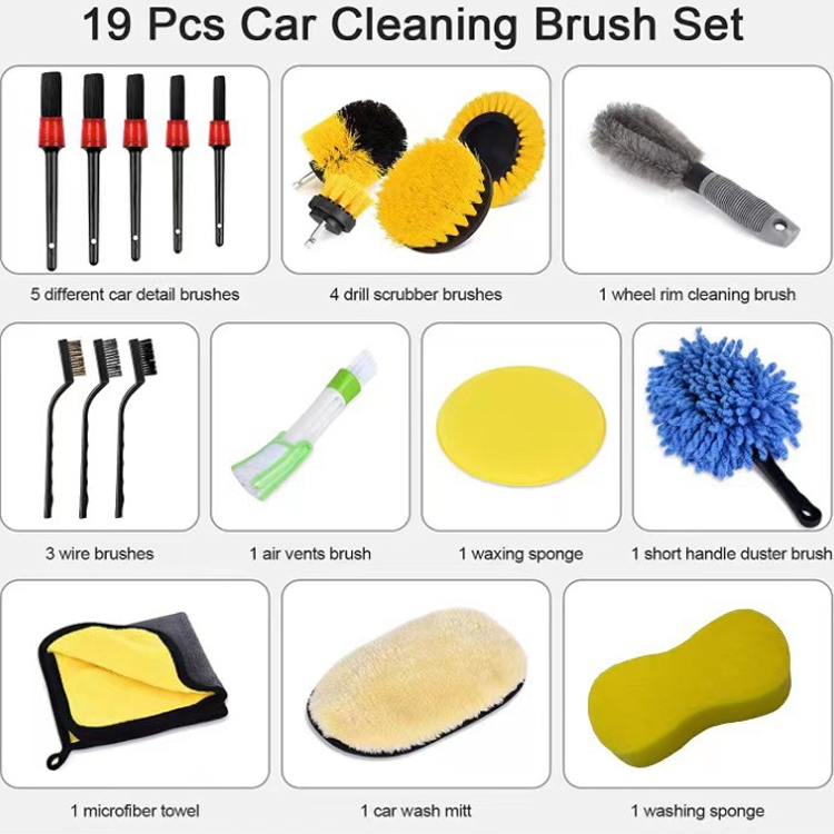 6pcs Short-handled Tire Brush Detail Brush Crevice Cleaning Brush Bristle  Brush Set for Car Cleaning