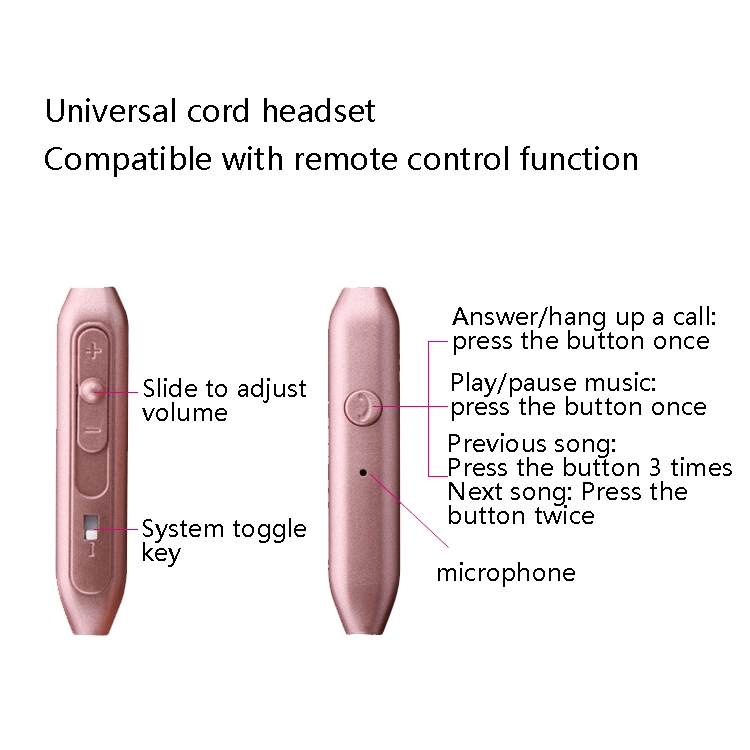 2 PCS EN500 3.5mm Plug Snake Pattern In-Ear Phone Earphone(Rose Gold)