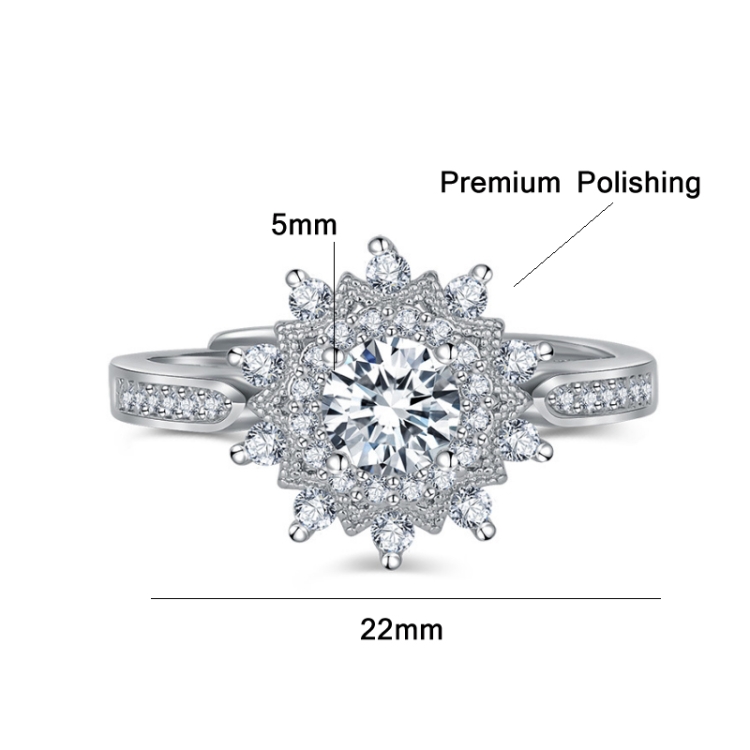 2 PCS Ladies Moissanite Snowflake Diamond Open Adjustable Ring(J186) - B2